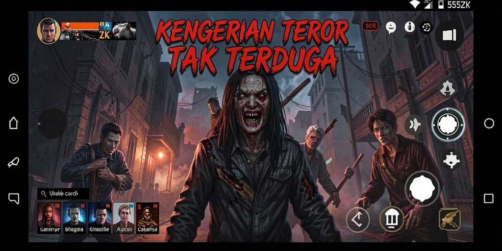 Screenshot gameplay 555ZK dengan suasana horror mencekam.