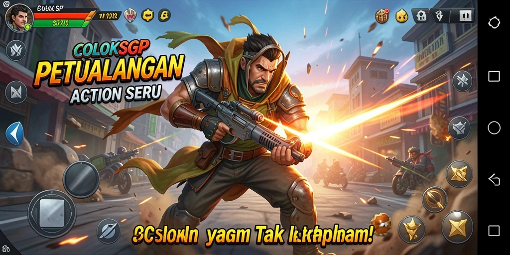 Tampilan aksi mendebarkan dalam COLOKSGP saat bertarung melawan musuh.