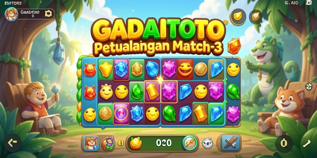 Tampilan gameplay seru GADAITOTO dalam mode Match-3.