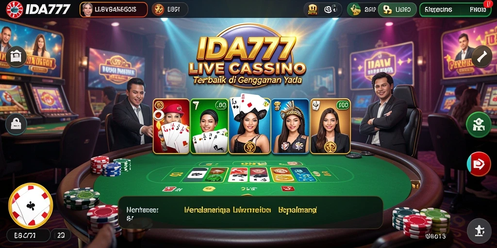 Screenshot gameplay Live Casino IDA777 dengan dealer profesional dan suasana kasino.