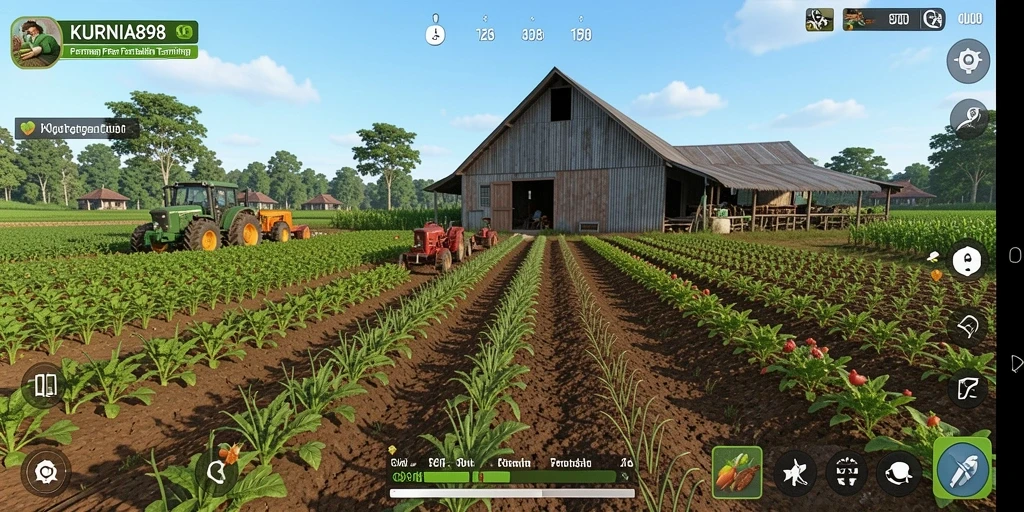 Tampilan gameplay KURNIA898 dengan suasana pertanian yang ceria.