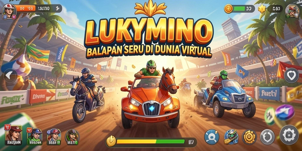Gameplay seru LUKYMINO dengan berbagai trek balapan.