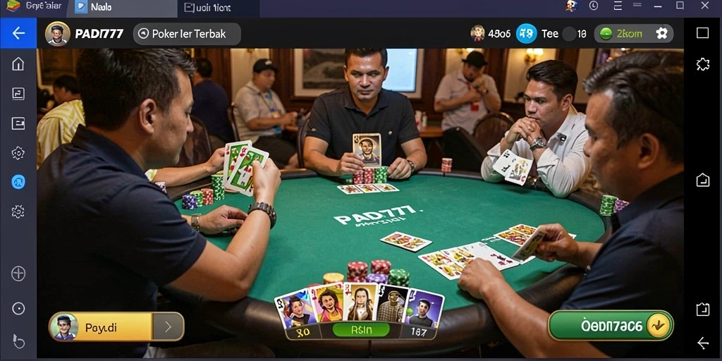 Tampilan permainan poker yang mendebarkan di PADI777.