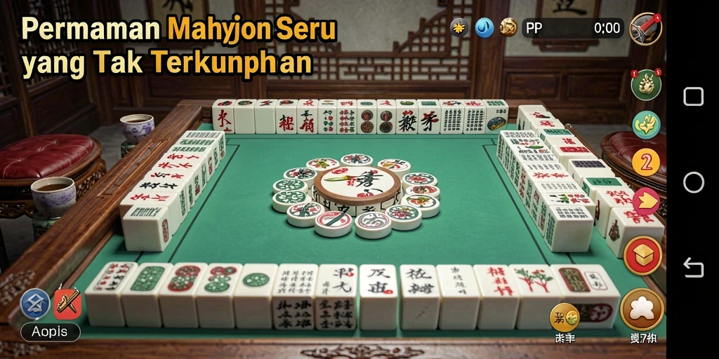 Tampilan gameplay seru Mahjong dalam PP7 dengan grafis menarik.