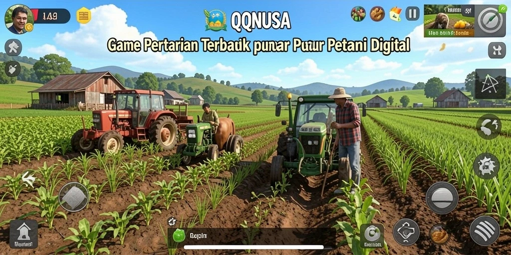 Tampilan menarik dari gameplay pertanian di QQNUSA.