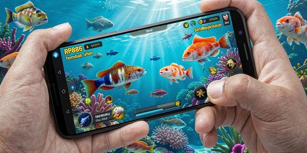 Gameplay seru saat menembak ikan dengan berbagai senjata.