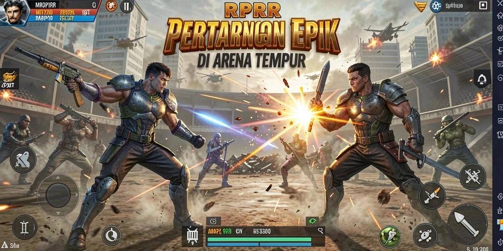 Screenshot gameplay RPRR menampilkan pertarungan yang mendebarkan dan karakter yang dinamis.