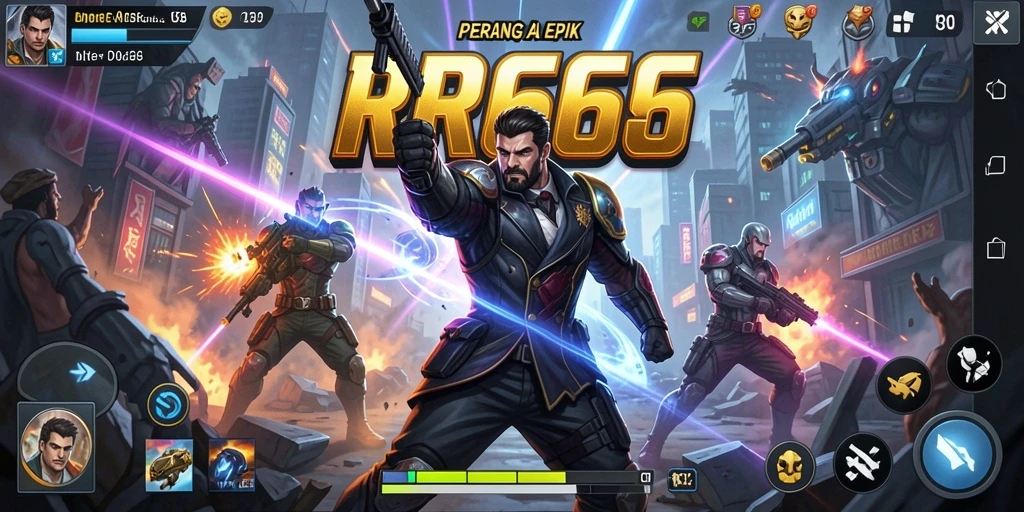 Screenshot dari gameplay aksi intens RR666 yang menampilkan pertempuran seru.