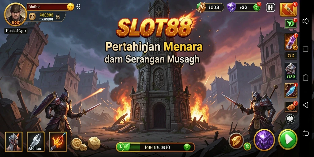 Screenshot utama menampilkan gameplay intens dan menegangkan di SLOT88.