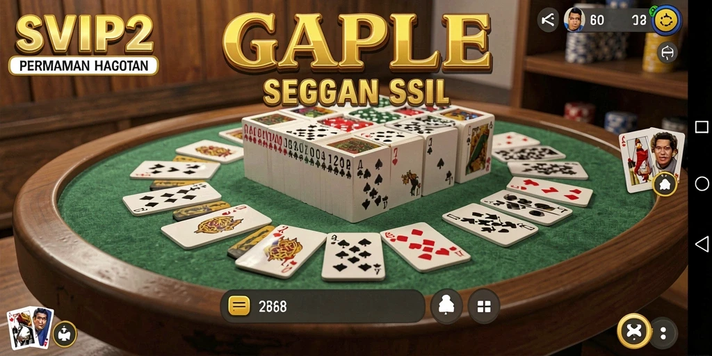 Screenshot gameplay SVIP2 menampilkan suasana bermain Gaple yang seru.