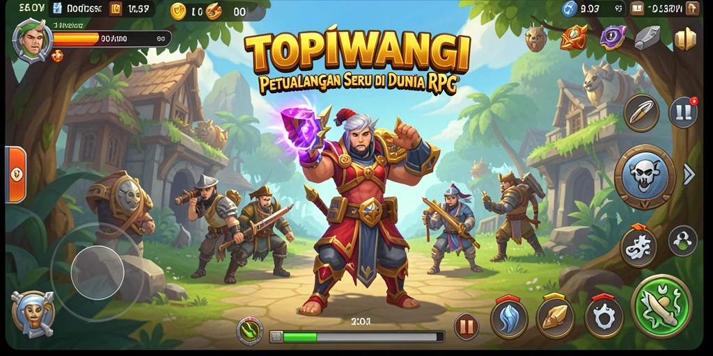 Tangkapan layar gameplay <strong>TOPIWANGI</strong> menampilkan aksi seru dalam pertempuran RPG.