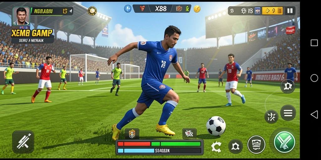 Tampilan gameplay X88 dengan aksi olahraga yang mendebarkan.