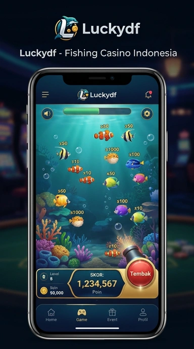Tampilan menu aplikasi luckydf yang mudah dinavigasi.